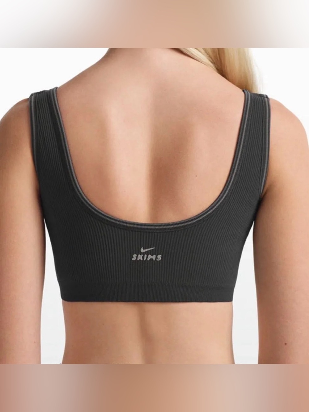 🌸 Nike x SKIMS Ribbed Seamless Scoop Bra | Obsidian | M | NWT 🏷️